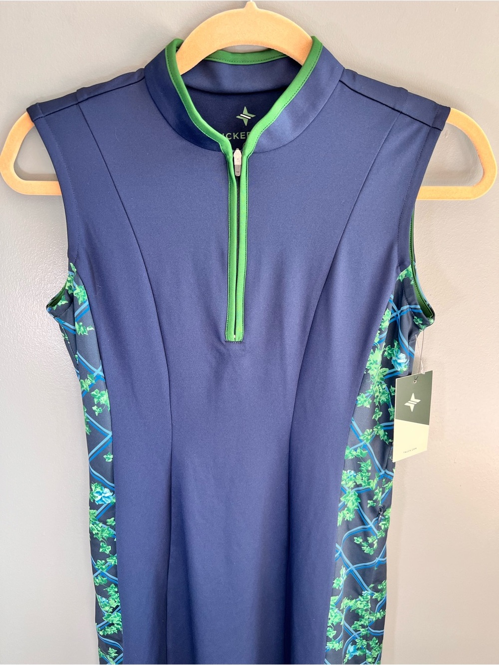 TUCKERNUCK Sport Roxana Half Zip Golf Tennis Dress Navy Vine Green NWT Small - Picture 8 of 16